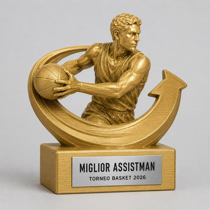 Trofeo Basket Assist Personalizzato, Premio Miglior Assistman per Tornei, Club, Squadre e Scuole, 15 18 o 22 cm