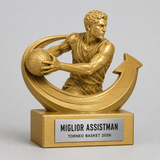 Trofeo Basket Assist Personalizzato, Premio Miglior Assistman per Tornei, Club, Squadre e Scuole, 15 18 o 22 cm