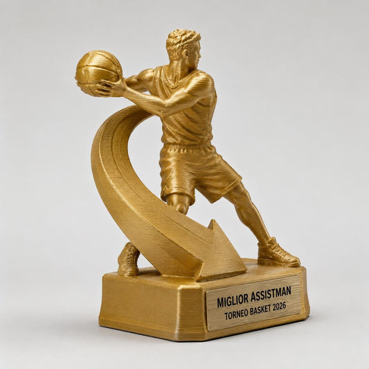 Trofeo Basket Assist Personalizzato, Premio Miglior Assistman per Tornei, Club, Squadre e Scuole, 15 18 o 22 cm