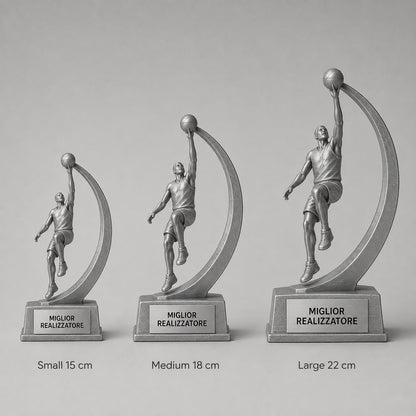 Trofeo Basket Sottomano Personalizzato, Premio Miglior Realizzatore per Tornei, Club e Squadre, 15 18 o 22 cm