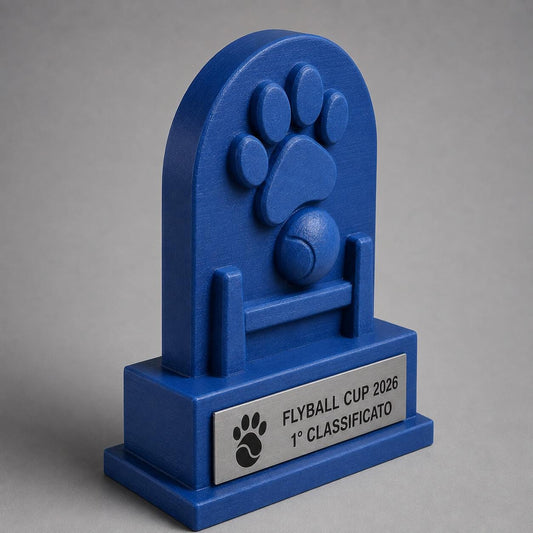Trofeo Flyball Personalizzato, Premio Sportivo per Gare Cinofile, Club, Squadre e Associazioni con Targhetta Incisa