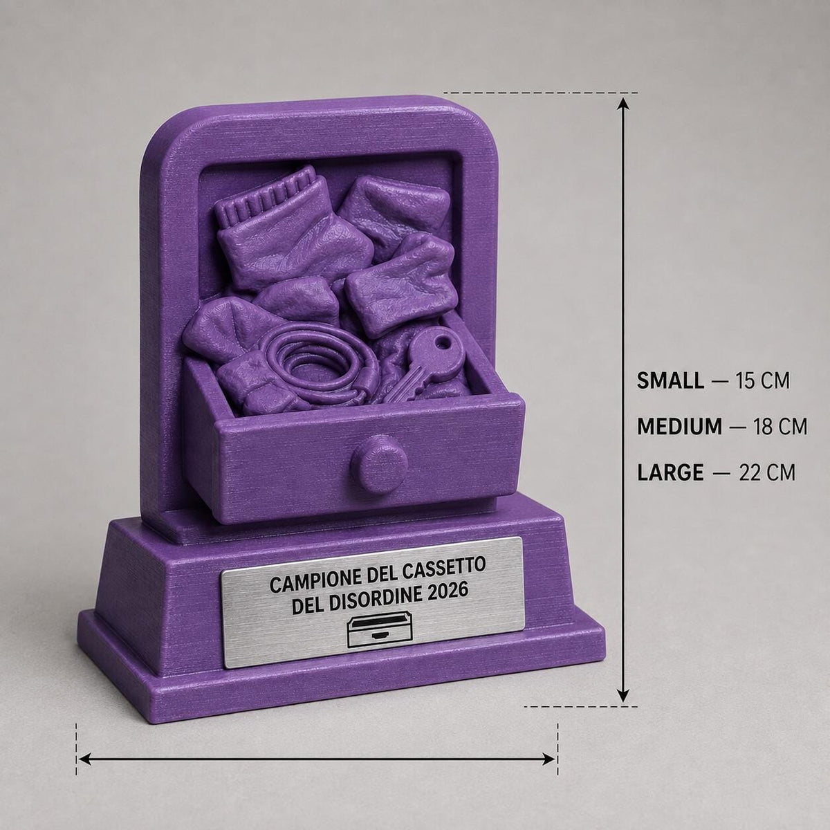 Trofeo Campione del Cassetto del Disordine Personalizzato, Regalo Divertente per Amico, Collega, Famiglia o Coinquilino