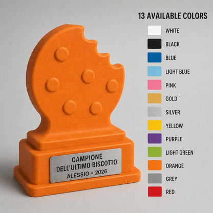 Trofeo Campione dell'Ultimo Biscotto Personalizzato, Regalo Divertente per Amico, Collega, Famiglia o Coinquilino
