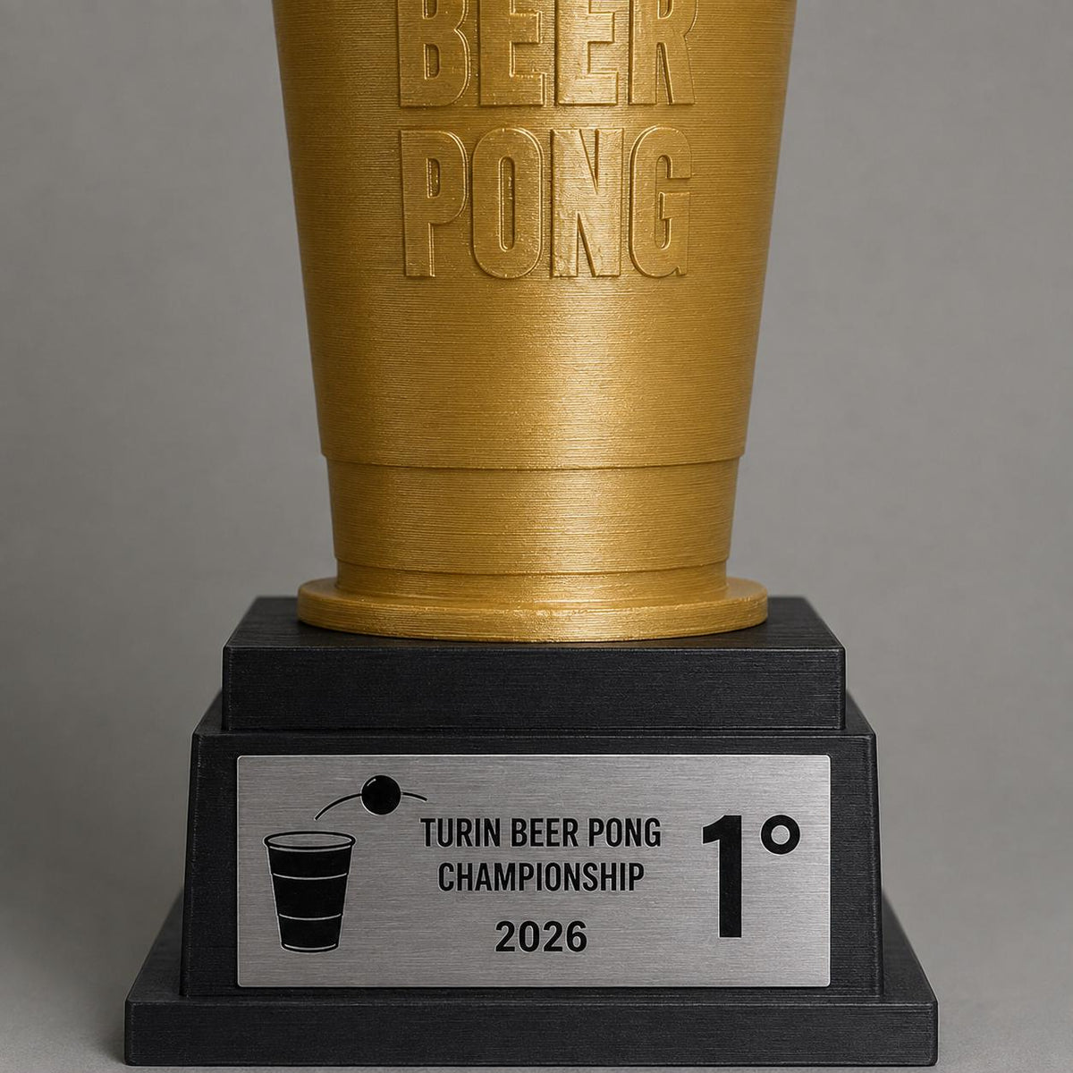 Set Podio Beer Pong Personalizzato 1 2 3 Trofei Torneo con Logo e Targhetta Incisa