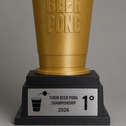 Set Podio Beer Pong Personalizzato 1 2 3 Trofei Torneo con Logo e Targhetta Incisa