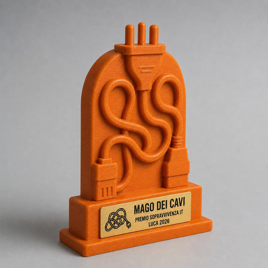 Trofeo Mago dei Cavi Personalizzato, Regalo Divertente per Collega IT, Tecnico, Amico o Appassionato