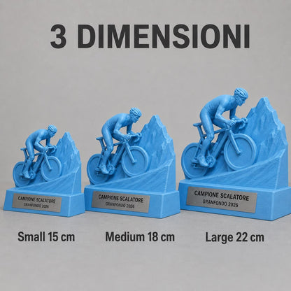 Trofeo Ciclismo Scalatore in Salita Personalizzato, Premio Granfondo per Gare, Club e Squadre, 15 18 o 22 cm