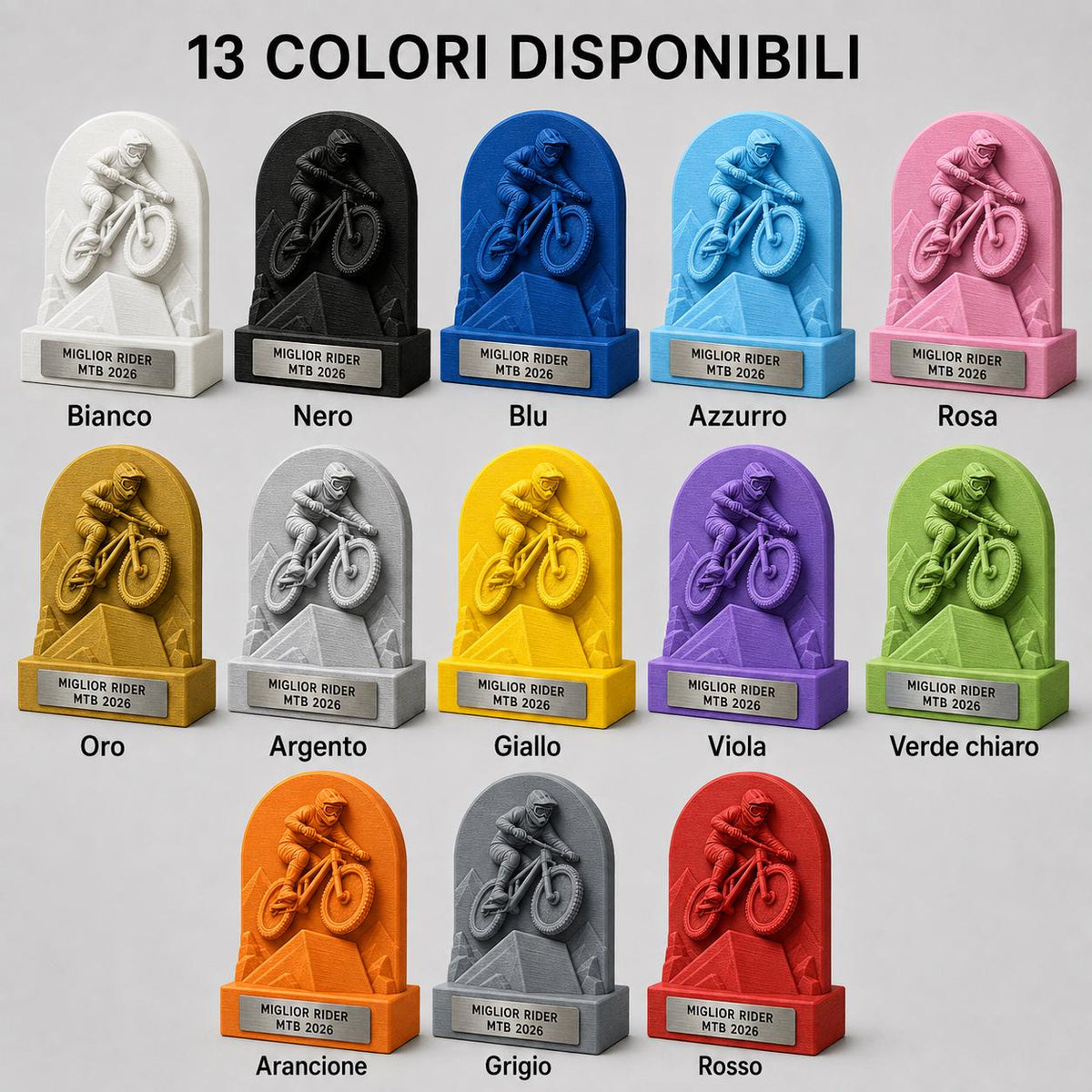 Trofeo Ciclismo MTB Salto Personalizzato, Premio Miglior Rider per Gare Downhill, Club e Squadre, 15 18 o 22 cm