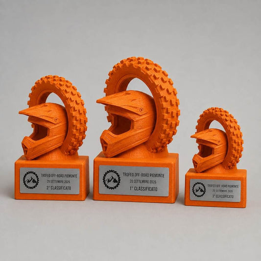 Set Podio Motocross Personalizzato, 3 6 o 10 Trofei Off Road per Gare e Club con Logo e Targhetta Incisa