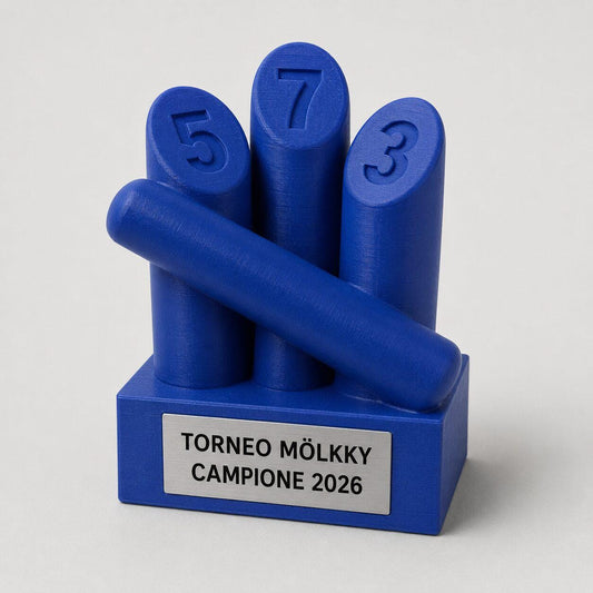 Trofeo Mölkky Personalizzato con Birilli, Premio Sportivo per Tornei, Club e Squadre con Logo e Targhetta Incisa