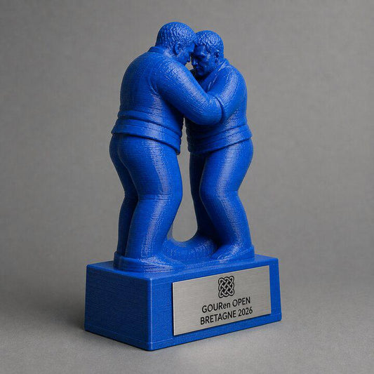 Trofeo Gouren Personalizzato, Premio Lotta Bretone per Tornei, Club e Associazioni con Logo e Targhetta Incisa