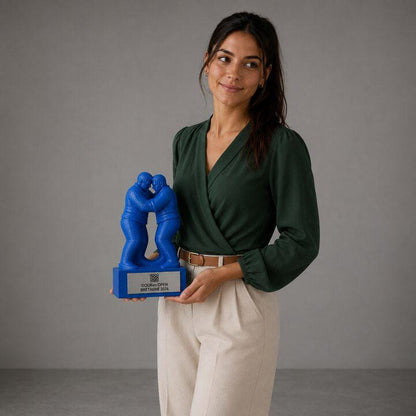 Trofeo Gouren Personalizzato, Premio Lotta Bretone per Tornei, Club e Associazioni con Logo e Targhetta Incisa
