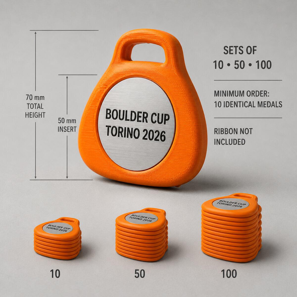 Set da 10 Medaglie Bouldering Tutte Uguali, Premio Personalizzato per Gare di Arrampicata — Minimo 10