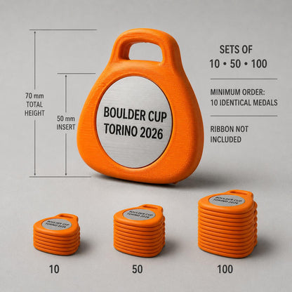 Set da 10 Medaglie Bouldering Tutte Uguali, Premio Personalizzato per Gare di Arrampicata — Minimo 10