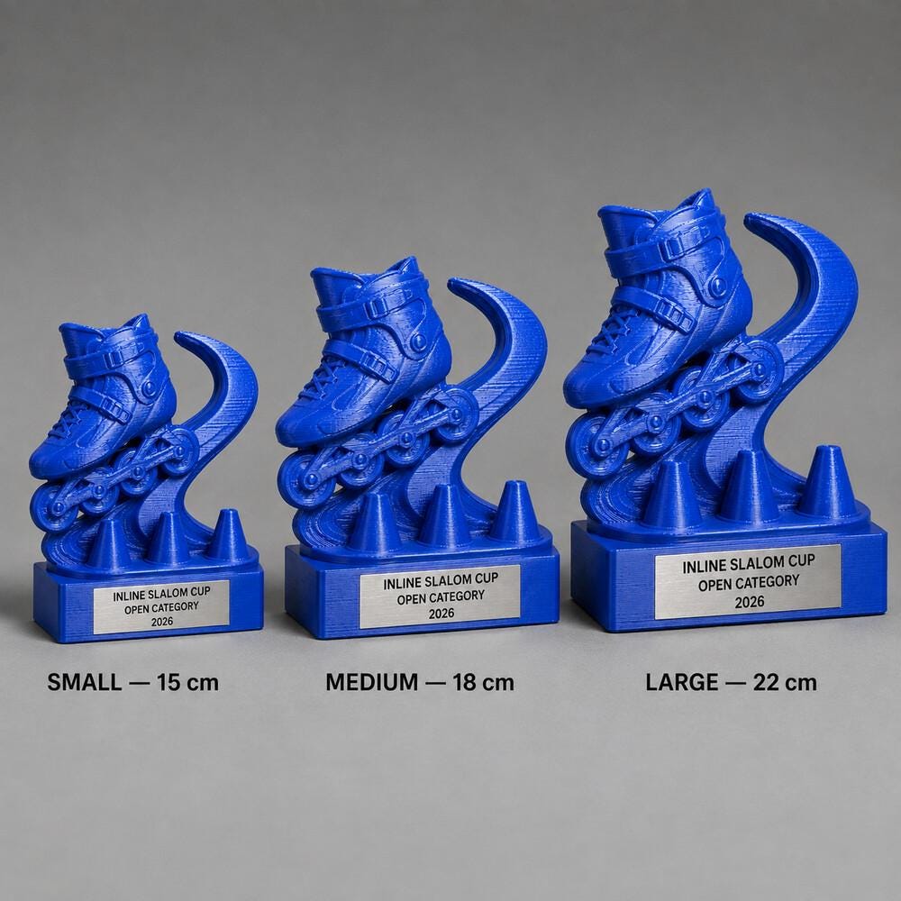 Trofeo Freestyle Slalom su Pattini Personalizzato, Premio Sportivo per Gare, Club e Scuole con Targhetta Incisa