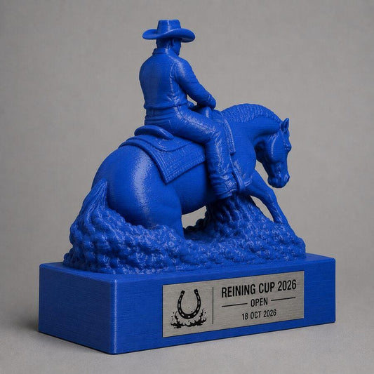 Trofeo Reining Personalizzato, Premio per Gare Western, Club Ippici e Campionati con Targhetta Incisa