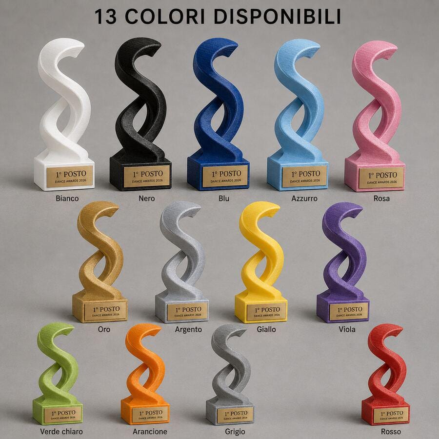 Set Podio Danza Personalizzato, 3 6 o 10 Trofei per Saggi, Concorsi, Scuole e ASD con Logo e Targhetta Incisa