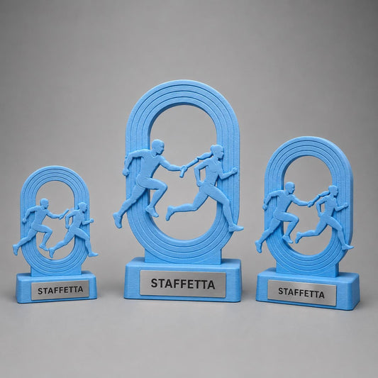 Set Trofei Running Cambio Testimone Personalizzati, 3 6 o 10 Premi per Gare, Staffette, Club e Squadre con Logo