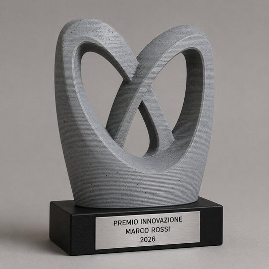 Trofeo Astratto Effetto Pietra Connessione Personalizzato, Premio Aziendale per Innovazione e Team, 15 18 o 22 cm