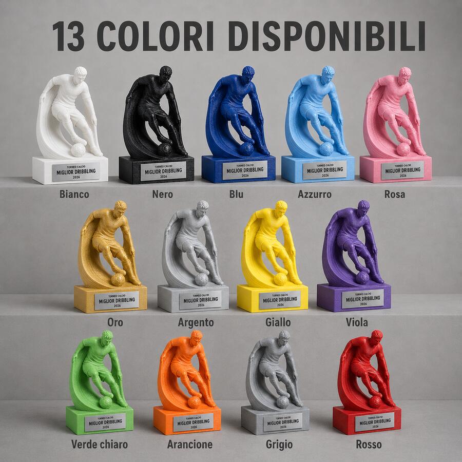 Trofeo Calcio Dribbling Personalizzato, Premio 3D per Tornei, Giocatori, Club e Scuole con Logo