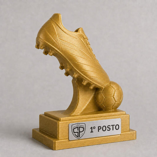 Trofeo Calcio Scarpa e Pallone Personalizzato, Premio per Tornei, Club, Squadre e Scuole con Logo e Targhetta Incisa