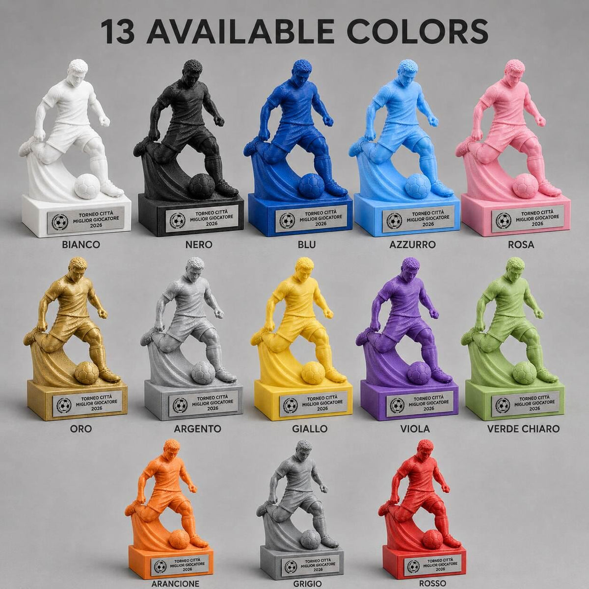 Trofeo Calcio Attaccante in Tiro Personalizzato, Premio 3D per Tornei, Giocatori, Club e Scuole con Logo