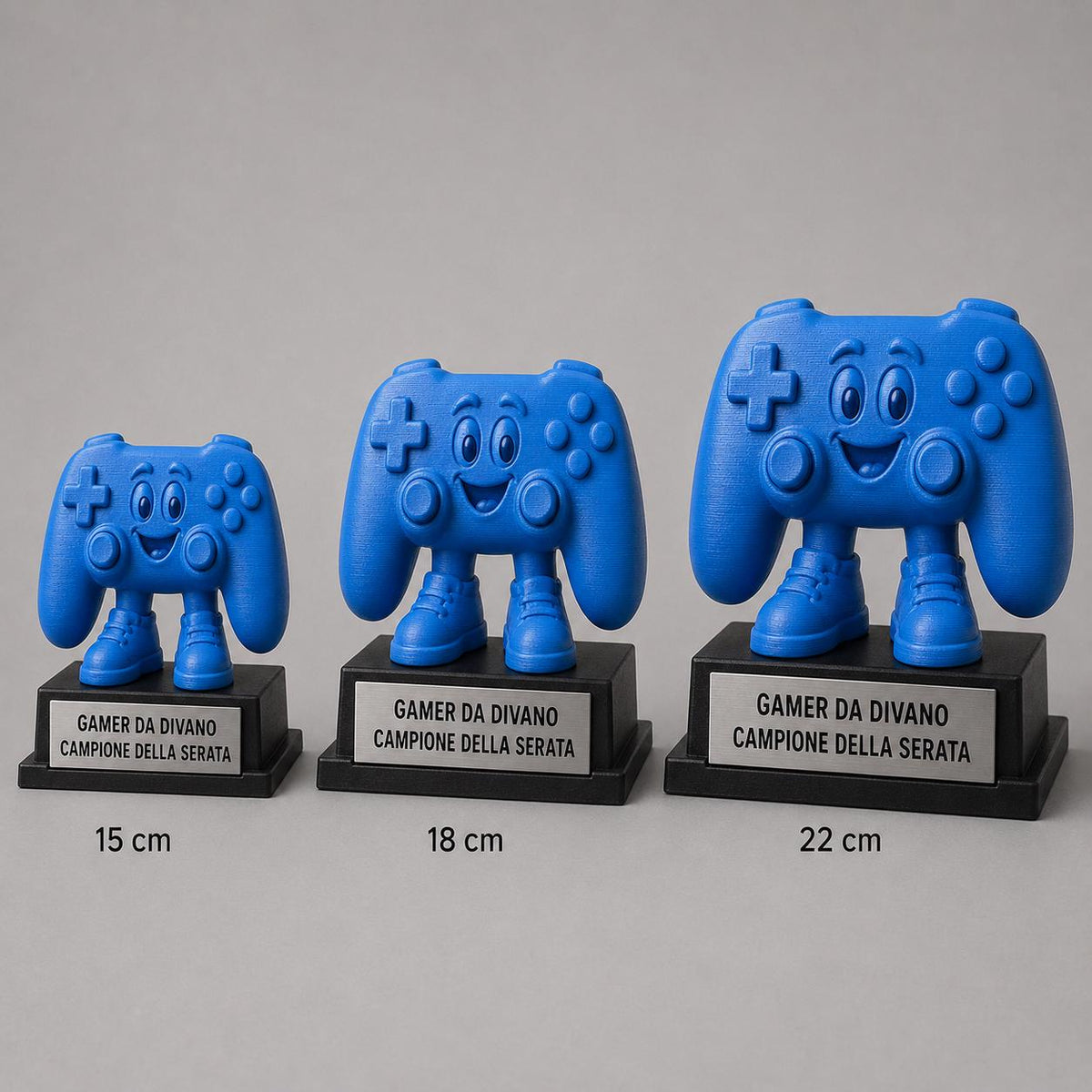 Trofeo Gamer da Divano Personalizzato – Controller Cartoon – Premio Divertente per Videogiocatore, Amico o Collega