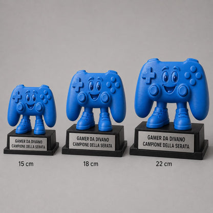 Trofeo Gamer da Divano Personalizzato – Controller Cartoon – Premio Divertente per Videogiocatore, Amico o Collega