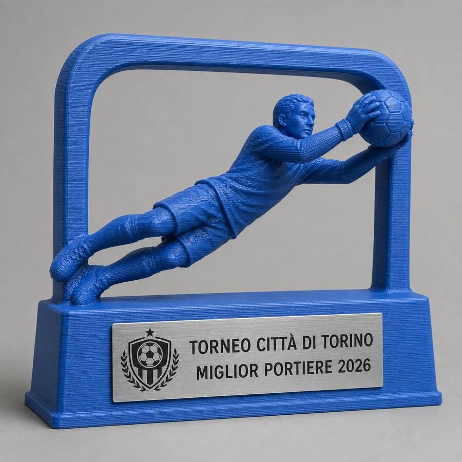 Trofeo Portiere in Parata Personalizzato, Premio Calcio 3D per Tornei, Club, Squadre e Scuole con Logo