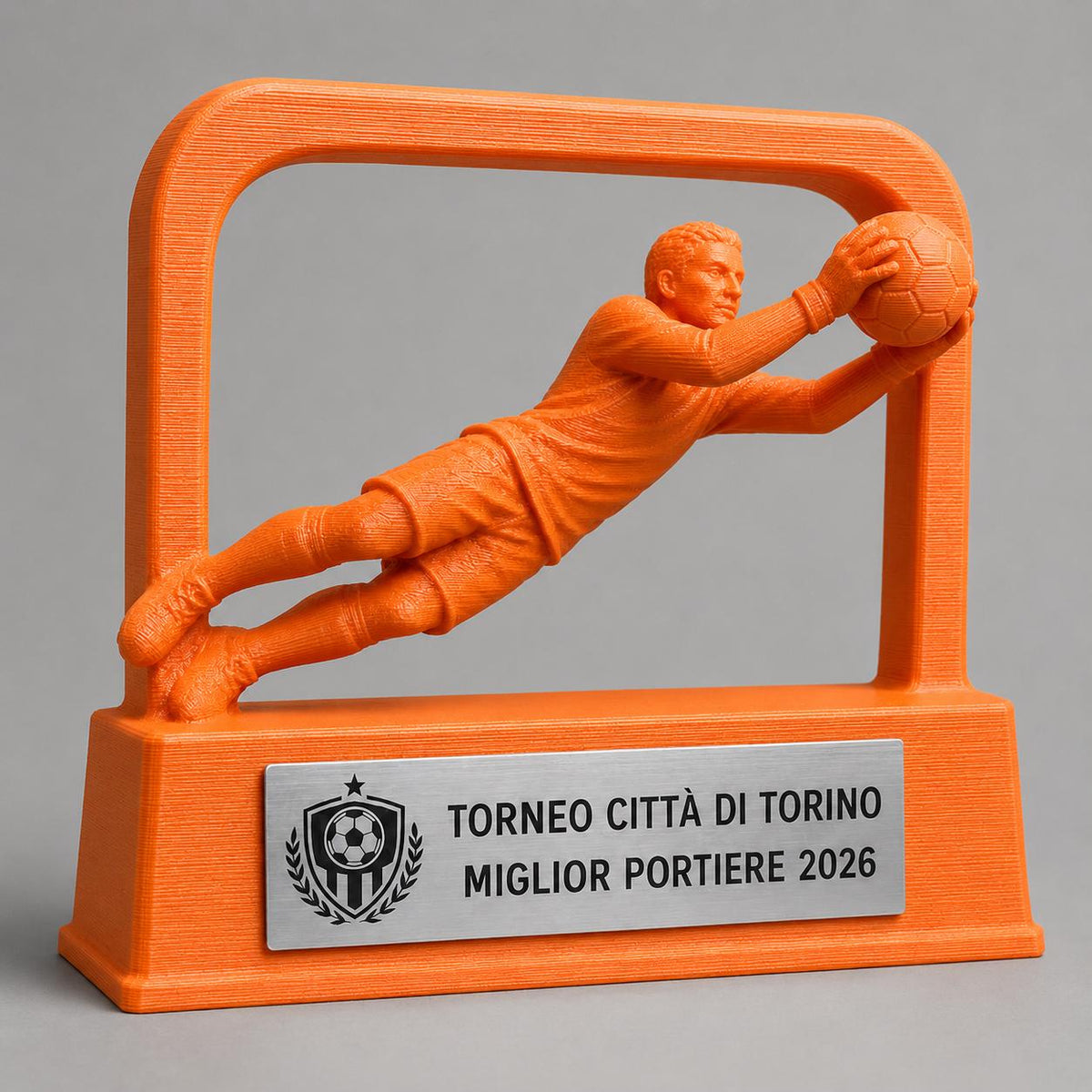 Trofeo Portiere in Parata Personalizzato, Premio Calcio 3D per Tornei, Club, Squadre e Scuole con Logo