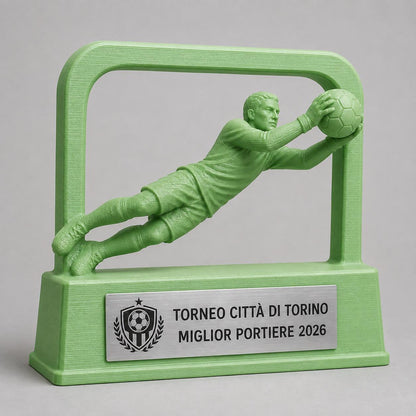 Trofeo Portiere in Parata Personalizzato, Premio Calcio 3D per Tornei, Club, Squadre e Scuole con Logo