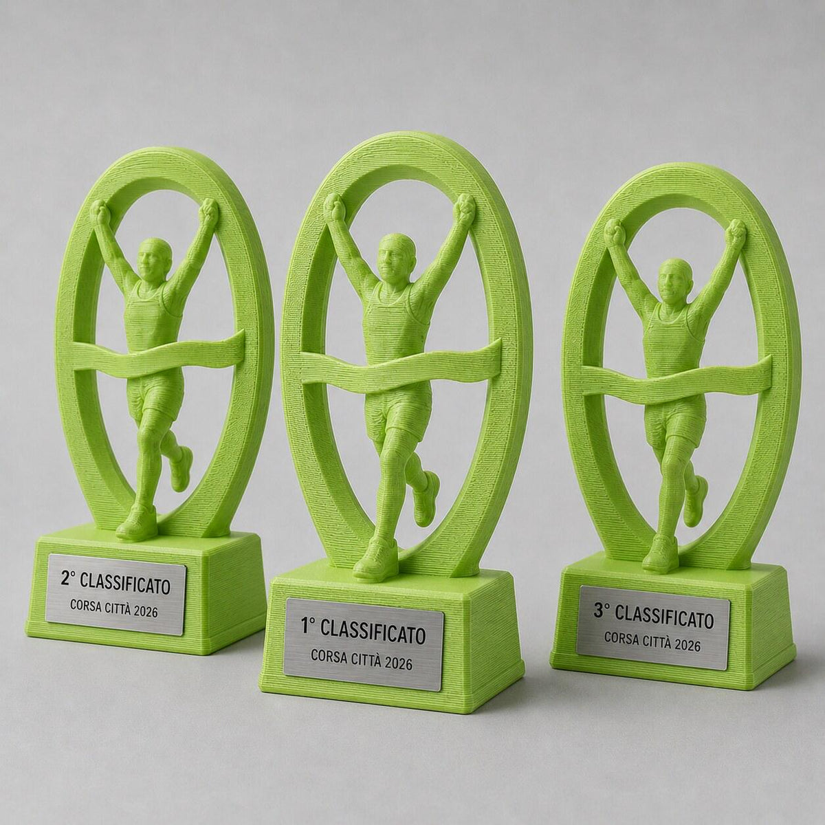 Set Trofei Running Traguardo Personalizzati, 3 6 o 10 Premi per Gare Podistiche, Club e Associazioni con Logo