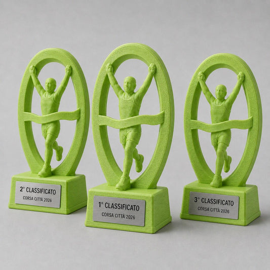 Set Trofei Running Traguardo Personalizzati, 3 6 o 10 Premi per Gare Podistiche, Club e Associazioni con Logo