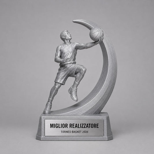 Trofeo Basket Sottomano Personalizzato, Premio Miglior Realizzatore per Tornei, Club e Squadre, 15 18 o 22 cm