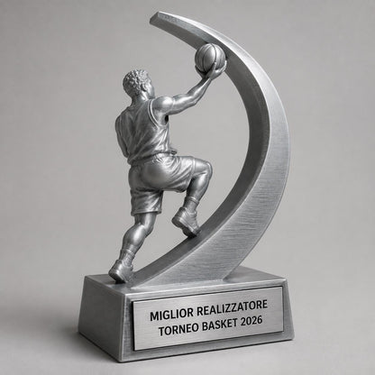 Trofeo Basket Sottomano Personalizzato, Premio Miglior Realizzatore per Tornei, Club e Squadre, 15 18 o 22 cm