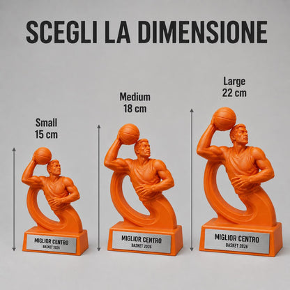 Trofeo Basket Miglior Centro Personalizzato, Premio Pallacanestro per Tornei e Squadre, 15 18 o 22 cm