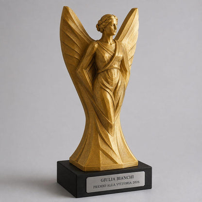 Trofeo Premium Vittoria Alata Personalizzato – Premio Trionfo, Merito e Leadership, 28 o 38 cm, Stampa 3D PLA