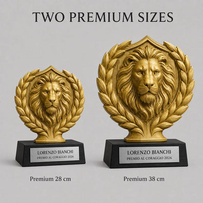 Trofeo Premium Leone del Trionfo Personalizzato – Premio Coraggio e Vittoria, 28 o 38 cm, Stampa 3D PLA