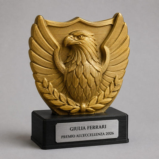 Trofeo Premium Aquila del Trionfo Personalizzato – Premio Vittoria e Prestigio, 28 o 38 cm, Stampa 3D PLA