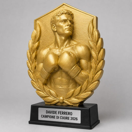 Trofeo Premium Pugile del Trionfo Personalizzato – Premio Boxe e Vittoria, 28 o 38 cm, Stampa 3D PLA
