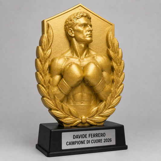 Trofeo Premium Pugile del Trionfo Personalizzato – Premio Boxe e Vittoria, 28 o 38 cm, Stampa 3D PLA