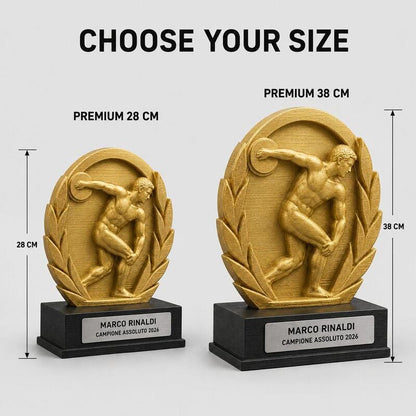 Trofeo Premium Discobolo della Vittoria Personalizzato – Premio Atletica e Lancio, 28 o 38 cm, Stampa 3D PLA