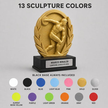 Trofeo Premium Discobolo della Vittoria Personalizzato – Premio Atletica e Lancio, 28 o 38 cm, Stampa 3D PLA