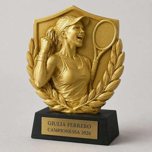 Trofeo Premium Tennista del Trionfo Personalizzato – Premio Tennis e Torneo, 28 o 38 cm, Stampa 3D PLA