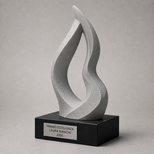 Trofeo Astratto Effetto Pietra Ascesa Personalizzato, Premio Elegante per Azienda e Leadership, 15 18 o 22 cm
