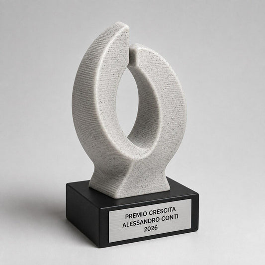 Trofeo Astratto Effetto Pietra Nucleo Personalizzato, Premio Aziendale Crescita e Successo, 15 18 o 22 cm