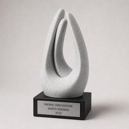 Trofeo Astratto Effetto Pietra Convergenza Personalizzato, Premio Aziendale Innovazione e Team, 15 18 o 22 cm