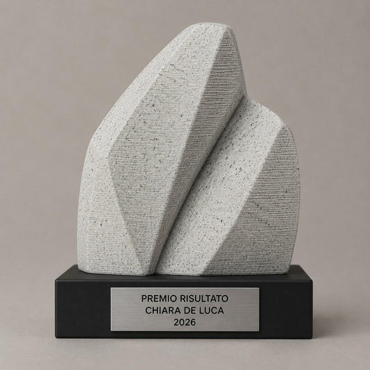 Trofeo Astratto Effetto Pietra Apice Personalizzato, Premio Aziendale Risultato e Traguardo, 15 18 o 22 cm