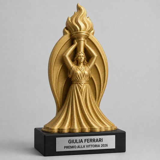 Trofeo Premium Portatrice della Fiamma Personalizzato – Premio Vittoria e Trionfo, 28 o 38 cm, Stampa 3D PLA