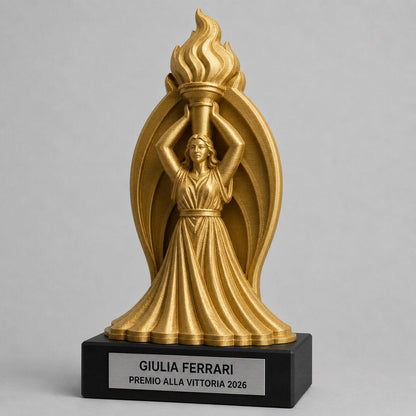 Trofeo Premium Portatrice della Fiamma Personalizzato – Premio Vittoria e Trionfo, 28 o 38 cm, Stampa 3D PLA